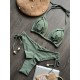 Backless Bandage Drawstring Solid Color Padded Bikini Swimsuit Backless Bandage Drawstring Solid Color Padded Bikini Swimsuit