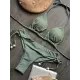 Backless Bandage Drawstring Solid Color Padded Bikini Swimsuit Backless Bandage Drawstring Solid Color Padded Bikini Swimsuit