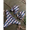 Beach Padded Tie Side Checkered Halter-Neck Bikini Swimsuit