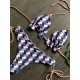 Beach Padded Tie Side Checkered Halter-Neck Bikini Swimsuit Beach Padded Tie Side Checkered Halter-Neck Bikini Swimsuit