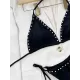 Triangle Pearls Drawstring Two Pieces Bikini Set Triangle Pearls Drawstring Two Pieces Bikini Set