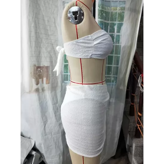 Beach Padded Strapless Solid Color Bikini Swimsuit Three Pieces Set Beach Padded Strapless Solid Color Bikini Swimsuit Three Pieces Set