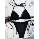 Tie Side Solid Color Halter-Neck Bikini Swimsuit Tie Side Solid Color Halter-Neck Bikini Swimsuit