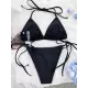 Tie Side Solid Color Halter-Neck Bikini Swimsuit Tie Side Solid Color Halter-Neck Bikini Swimsuit