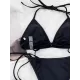 Tie Side Solid Color Halter-Neck Bikini Swimsuit Tie Side Solid Color Halter-Neck Bikini Swimsuit