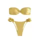 Swimming Pool Padded Falbala Solid Color Off-The-Shoulder Bikini Swimsuit Swimming Pool Padded Falbala Solid Color Off-The-Shoulder Bikini Swimsuit