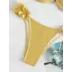 Swimming Pool Padded Falbala Solid Color Off-The-Shoulder Bikini Swimsuit Swimming Pool Padded Falbala Solid Color Off-The-Shoulder Bikini Swimsuit