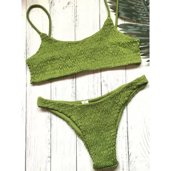 Vacation Solid Color Spaghetti-Neck Bikini Swimsuit Vacation Solid Color Spaghetti-Neck Bikini Swimsuit