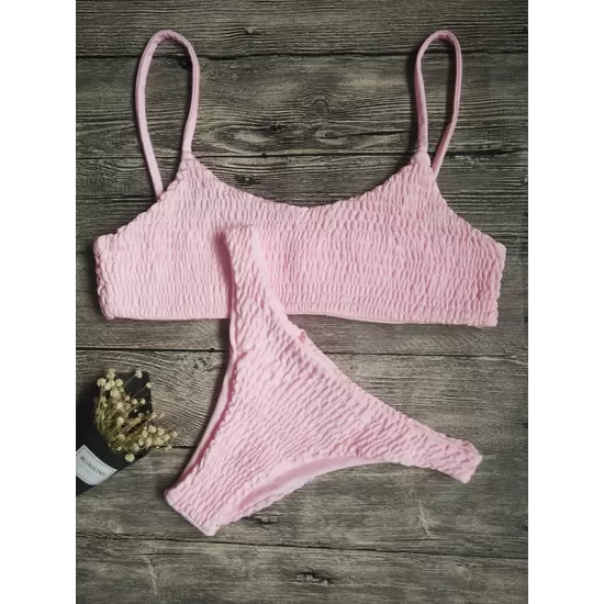 Vacation Solid Color Spaghetti-Neck Bikini Swimsuit Vacation Solid Color Spaghetti-Neck Bikini Swimsuit