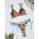 Vacation Tie Side Printed Halter-Neck Bikini Swimsuit Vacation Tie Side Printed Halter-Neck Bikini Swimsuit