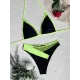 Padded Mesh Contrast Color Halter-Neck Bikini Swimsuit Padded Mesh Contrast Color Halter-Neck Bikini Swimsuit