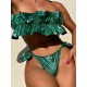 Padded Ruffled Falbala Off-The-Shoulder Bikini Swimsuit Padded Ruffled Falbala Off-The-Shoulder Bikini Swimsuit