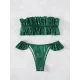 Padded Ruffled Falbala Off-The-Shoulder Bikini Swimsuit Padded Ruffled Falbala Off-The-Shoulder Bikini Swimsuit