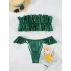Padded Ruffled Falbala Off-The-Shoulder Bikini Swimsuit Padded Ruffled Falbala Off-The-Shoulder Bikini Swimsuit
