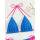 Halterneck Triangle Drawstring Bikini Set Halterneck Triangle Drawstring Bikini Set