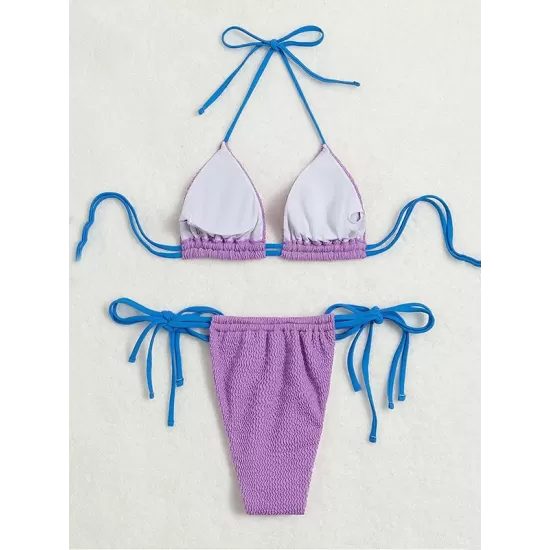 Halterneck Triangle Drawstring Bikini Set Halterneck Triangle Drawstring Bikini Set