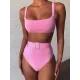 Spaghetti Neck High Waist Belted Bikini Set Spaghetti Neck High Waist Belted Bikini Set