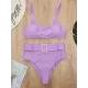 Spaghetti Neck High Waist Belted Bikini Set Spaghetti Neck High Waist Belted Bikini Set