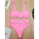 Spaghetti Neck High Waist Belted Bikini Set Spaghetti Neck High Waist Belted Bikini Set