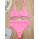 Spaghetti Neck High Waist Belted Bikini Set Spaghetti Neck High Waist Belted Bikini Set