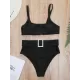 Spaghetti Neck High Waist Belted Bikini Set Spaghetti Neck High Waist Belted Bikini Set