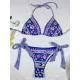 Halterneck Triangle Floral Drawstring Bikini Set Halterneck Triangle Floral Drawstring Bikini Set