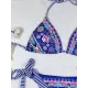 Halterneck Triangle Floral Drawstring Bikini Set Halterneck Triangle Floral Drawstring Bikini Set