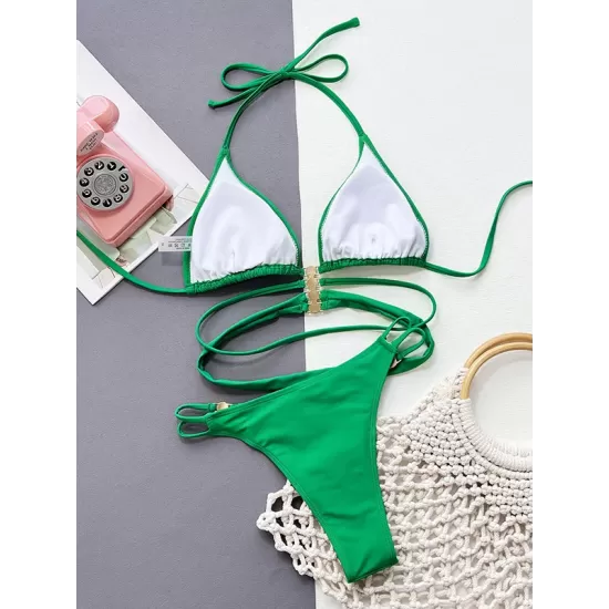 Triangle Pearls Two Pieces Bikini Set Triangle Pearls Two Pieces Bikini Set