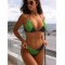 Padded Contrast Color Hollow Deep V-Neck Bikini Swimsuit