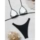 Padded Contrast Color Hollow Deep V-Neck Bikini Swimsuit Padded Contrast Color Hollow Deep V-Neck Bikini Swimsuit