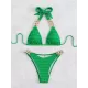 Padded Solid Color Halter-Neck Bikini Swimsuit Padded Solid Color Halter-Neck Bikini Swimsuit