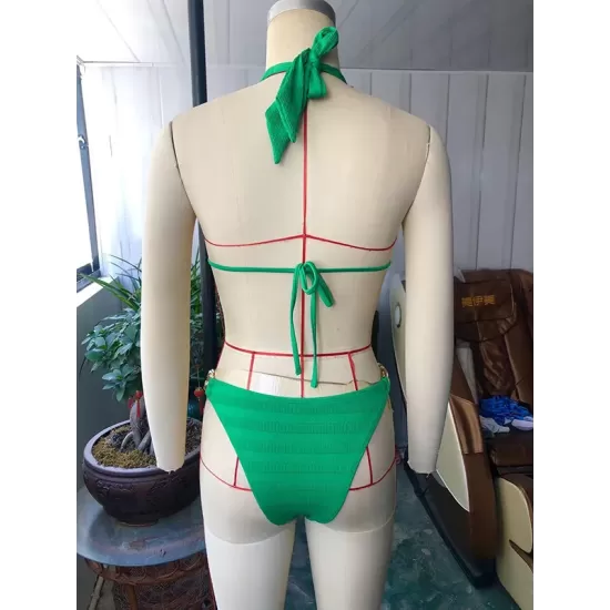 Padded Solid Color Halter-Neck Bikini Swimsuit Padded Solid Color Halter-Neck Bikini Swimsuit