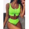 Solid Color U-neck Bikini Swimsuit