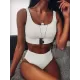Solid Color U-neck Bikini Swimsuit Solid Color U-neck Bikini Swimsuit