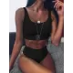 Solid Color U-neck Bikini Swimsuit Solid Color U-neck Bikini Swimsuit