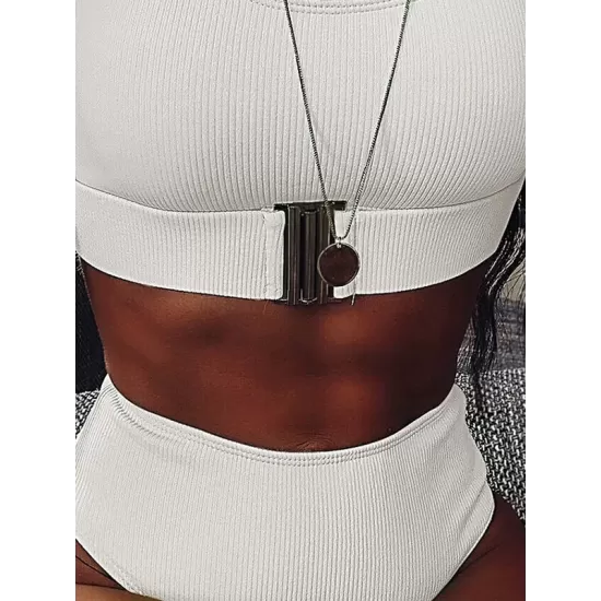 Solid Color U-neck Bikini Swimsuit Solid Color U-neck Bikini Swimsuit