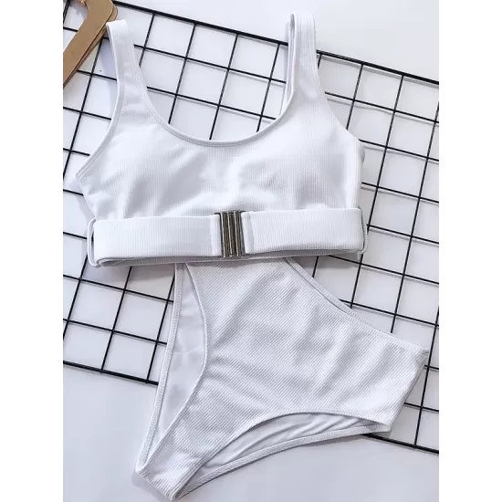 Solid Color U-neck Bikini Swimsuit Solid Color U-neck Bikini Swimsuit