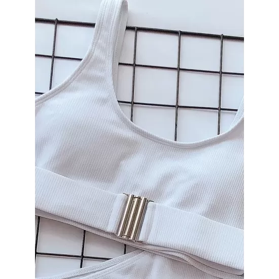 Solid Color U-neck Bikini Swimsuit Solid Color U-neck Bikini Swimsuit