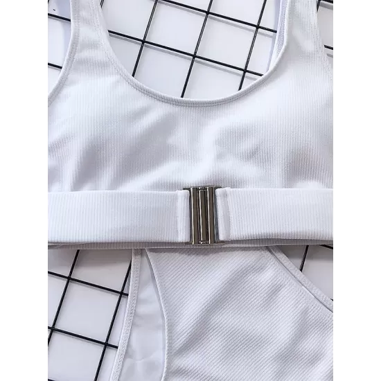 Solid Color U-neck Bikini Swimsuit Solid Color U-neck Bikini Swimsuit