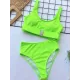 Solid Color U-neck Bikini Swimsuit Solid Color U-neck Bikini Swimsuit