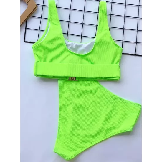 Solid Color U-neck Bikini Swimsuit Solid Color U-neck Bikini Swimsuit
