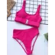 Solid Color U-neck Bikini Swimsuit Solid Color U-neck Bikini Swimsuit