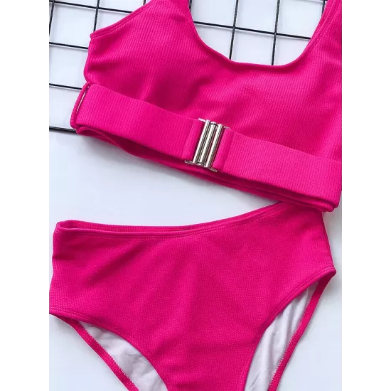 Solid Color U-neck Bikini Swimsuit Solid Color U-neck Bikini Swimsuit