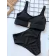 Solid Color U-neck Bikini Swimsuit Solid Color U-neck Bikini Swimsuit