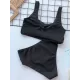 Solid Color U-neck Bikini Swimsuit Solid Color U-neck Bikini Swimsuit
