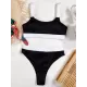 Padded Color-Block Spaghetti-Neck Swimsuits Padded Color-Block Spaghetti-Neck Swimsuits