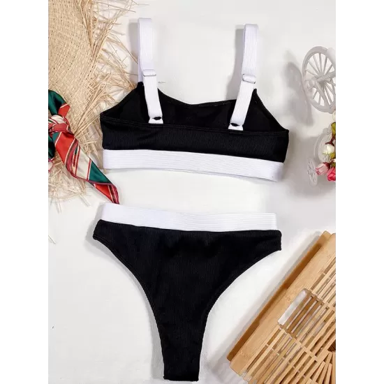 Padded Color-Block Spaghetti-Neck Swimsuits Padded Color-Block Spaghetti-Neck Swimsuits