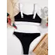 Padded Color-Block Spaghetti-Neck Swimsuits Padded Color-Block Spaghetti-Neck Swimsuits