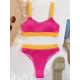 Padded Color-Block Spaghetti-Neck Swimsuits Padded Color-Block Spaghetti-Neck Swimsuits