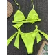 Padded Fluorescent Backless Bandage Solid Color Halter-Neck Bikini Swimsuit Padded Fluorescent Backless Bandage Solid Color Halter-Neck Bikini Swimsuit